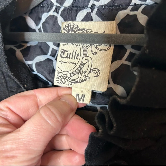 Tulle (Anthropologie) Black Wool Blend Jacket Size Medium - Picture 4 of 8